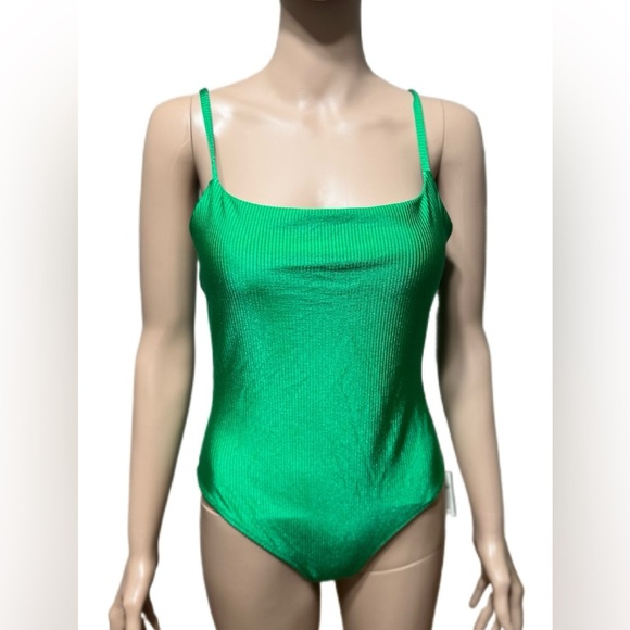 Aerie Shine Rib Strappy Scoop Full Coverage One Piece Swimsuit Size M NWT - Picture 4 of 9